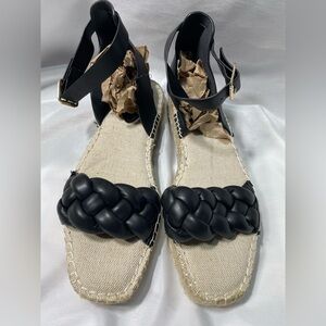 H&M black platform espadrille sandals Braided Strap Size 8.5